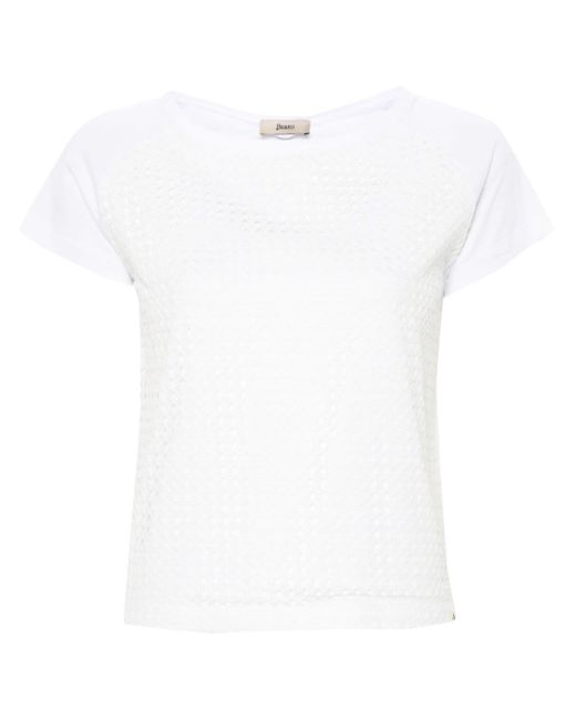 Herno White Corded-Lace Cotton T-Shirt