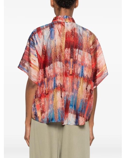 Momoní Red Brooklyn Abstract-Print Short-Sleeve Shirt