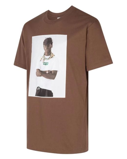 Supreme Brown Photograph-Print Cotton Jersey Crewneck Tee for men