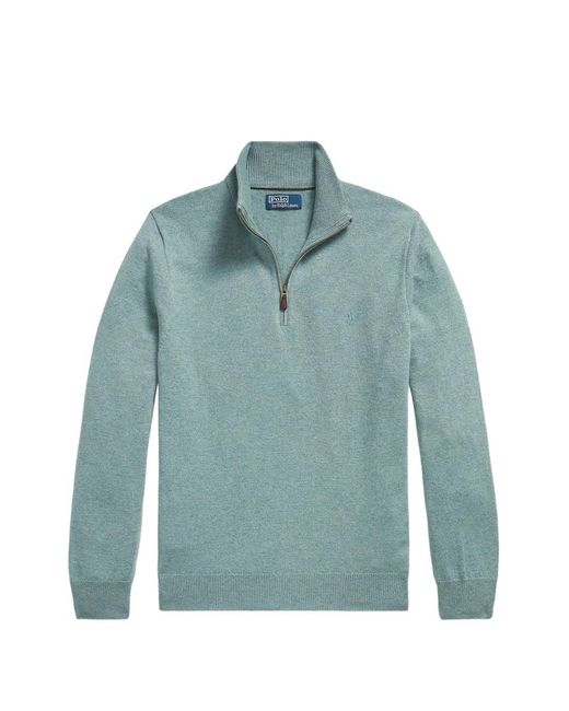 Polo Ralph Lauren Blue Quarter-Zip Pony-Embroidered Sweater for men