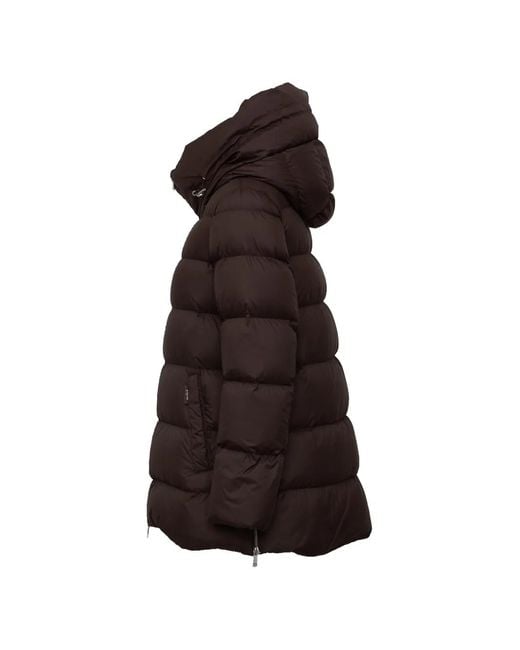 Add Brown Quilted Hooded Down Jacket