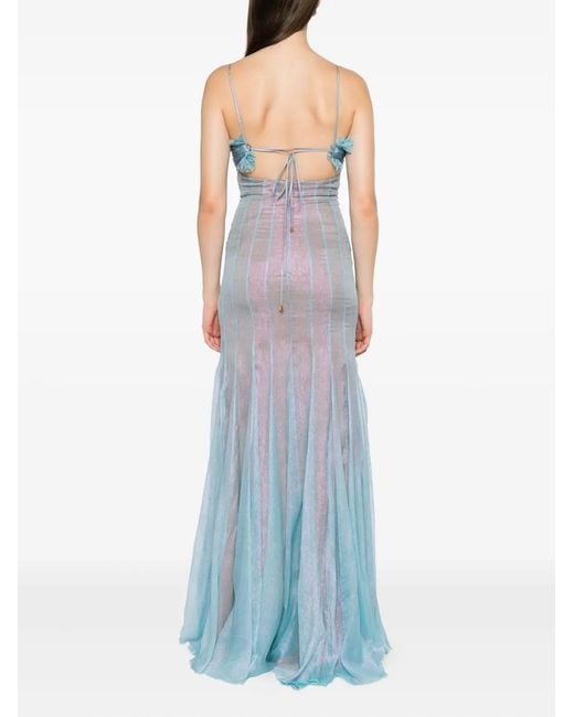 Maria Lucia Hohan Blue Giustina Pleated Silk Dress