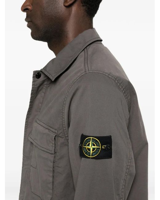 Sobrecamisa Con Detalle Del Logo Stone Island de hombre de color Gray
