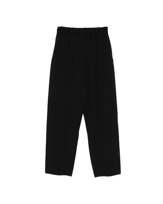 Pleats Please Issey Miyake Black A-Poc Shell Pleated Cropped Trousers