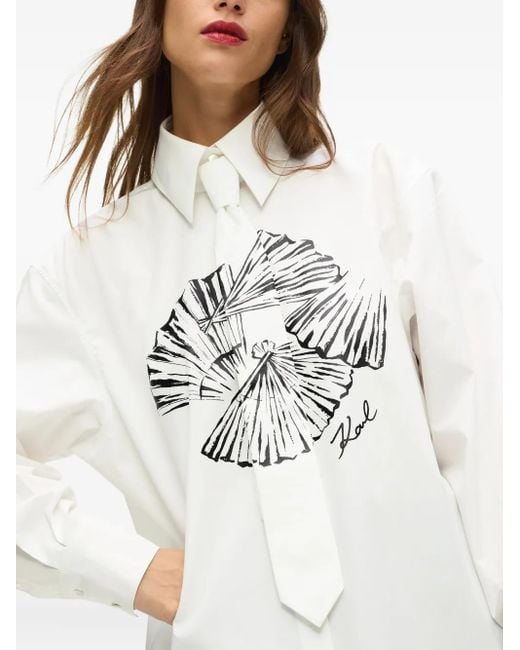 Camisa Con Detalle De Lazo Karl Lagerfeld de color White