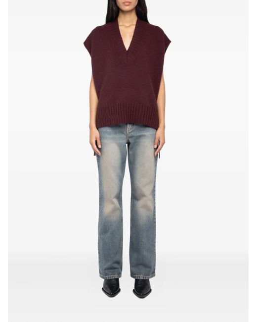 Zadig & Voltaire Purple V-Neck Side-Tie Vest
