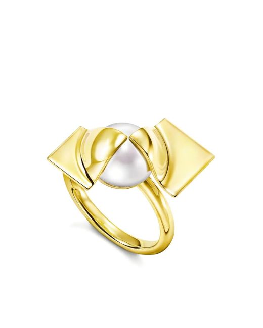 Tasaki Metallic 18K M/G Square Leaf Pearl Ring