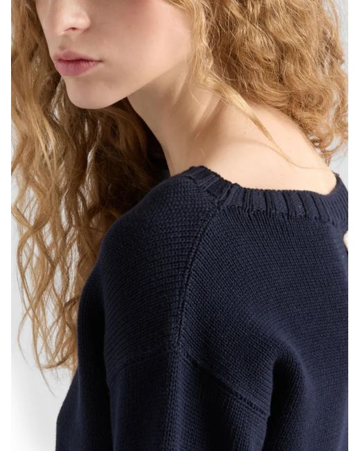 Prada Blue Pullover Mit U-Boot-Ausschnitt
