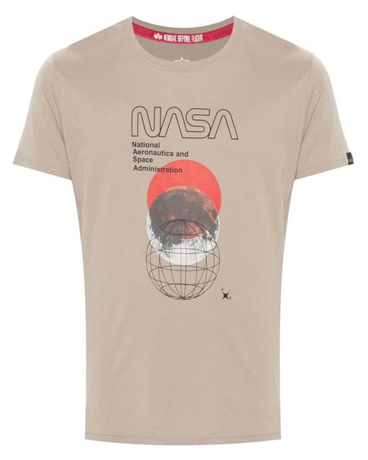 Alpha Industries Gray X Nasa Orbit Cotton T-shirt for men