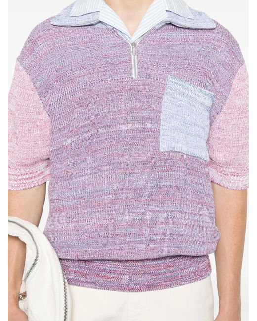 Polo Con Design Color-Block di FEDERICO CINA in Purple da Uomo