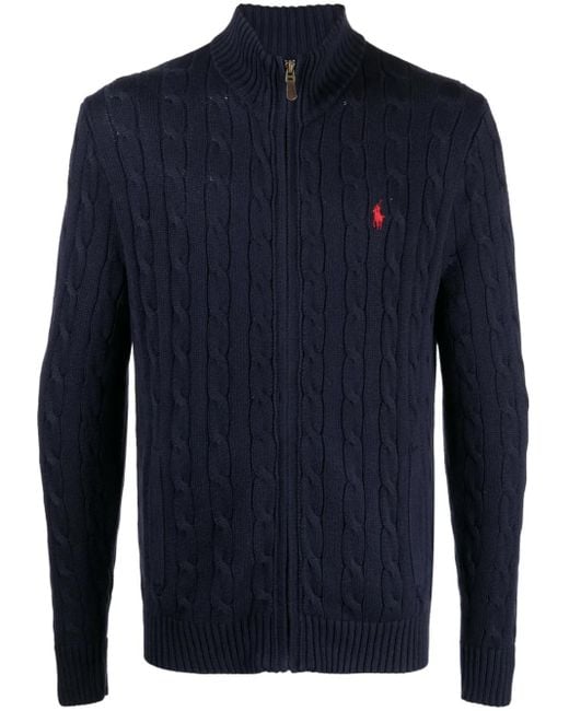 Polo Ralph Lauren Blue Cable-Knit Cotton Cardigan for men