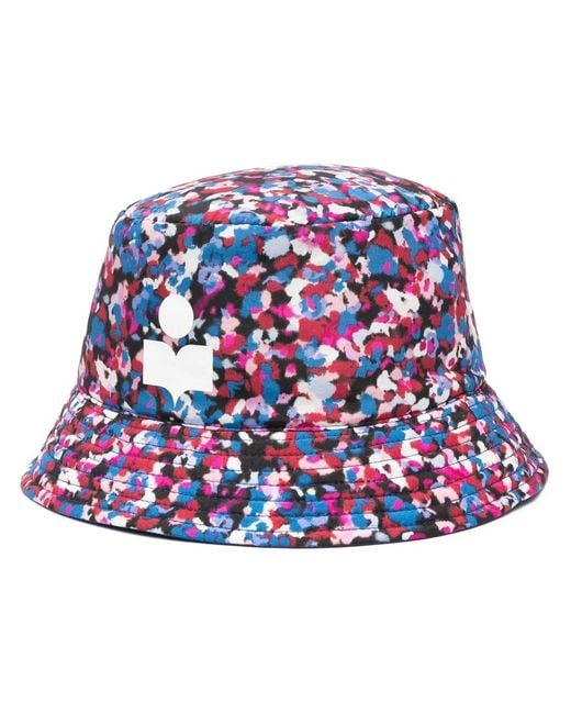 Isabel Marant Red All-Over Graphic-Print Bucket Hat