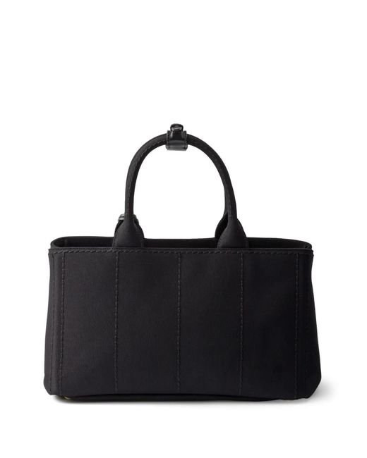 Prada Black Jardinière Large Cotton Canvas Handbag