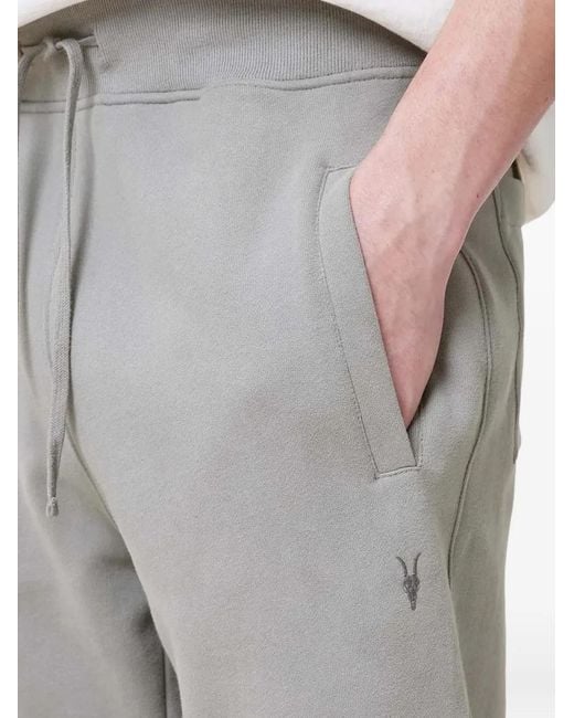 AllSaints Gray Embroidered-Logo Trousers for men