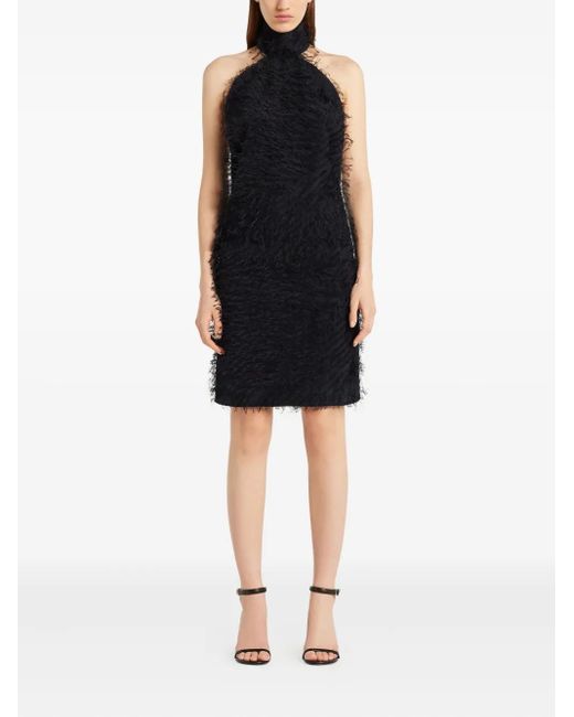 Courreges Black Fringed Halter-Neck Dress