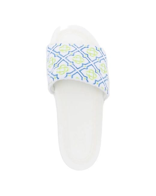 Casablanca White Monogram-Detail Open-Toe Slides for men