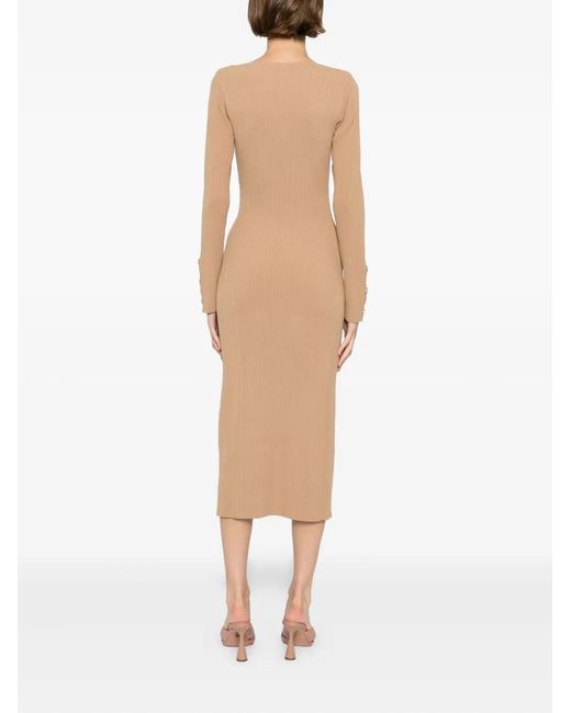Karl Lagerfeld Natural Ribbed-Knit Maxi Dress
