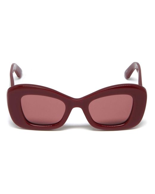 Alexander McQueen Red Logo-lettering Butterfly-frame Sunglasses