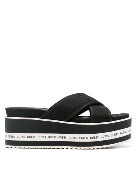 Guess USA Logo-embroidered Sandals in het Black