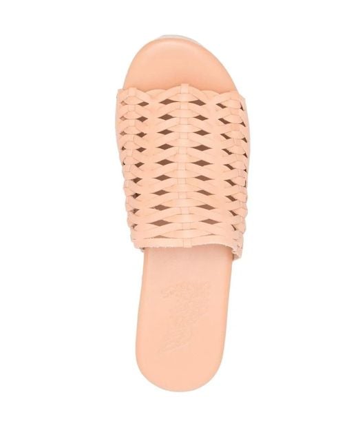 Ancient Greek Sandals Pink Woven Leather Clogs