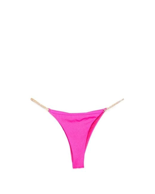 Chiara Ferragni Pink Crystal-Embellished Logo-Plaque Bikini Bottoms
