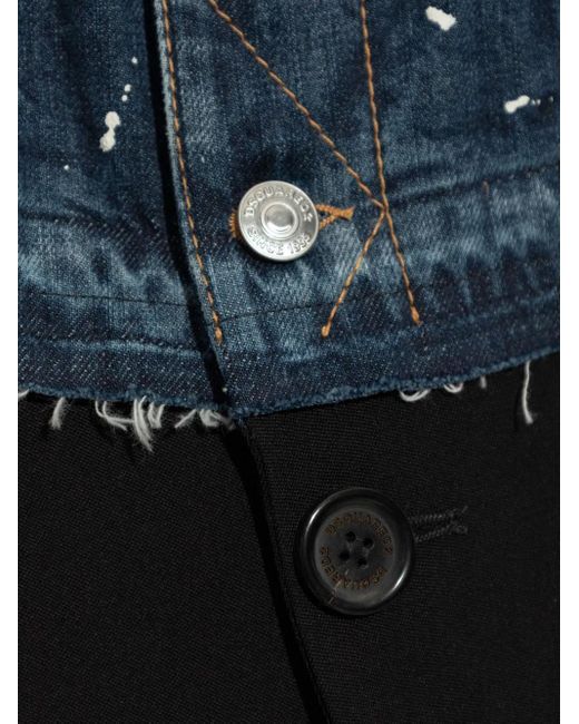 DSquared² Blue Logo-Patch Cotton Jacket