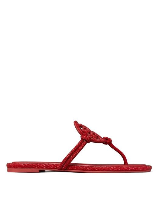 Tory Burch Red Miller Pavé Knotted Sandals
