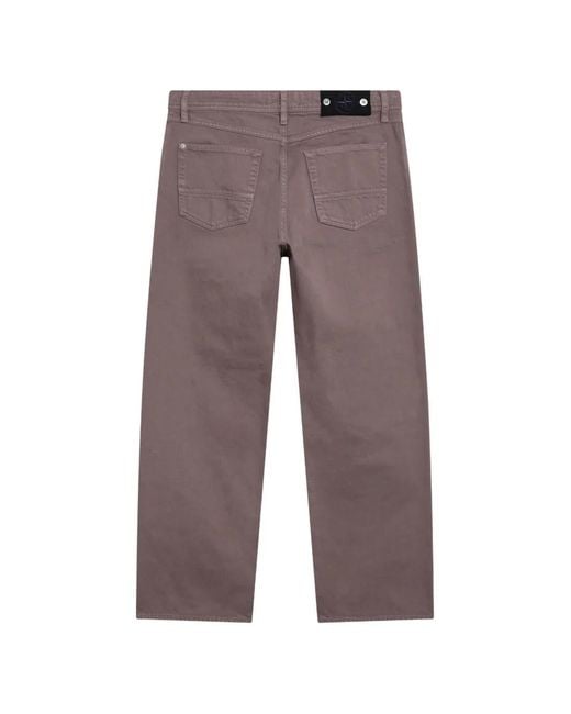 Stone Island Purple Light Bull Logo-Patch Jeans for men
