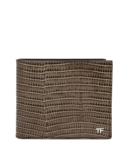 Tom Ford Brown Lizard-Effect Leather Wallet for men
