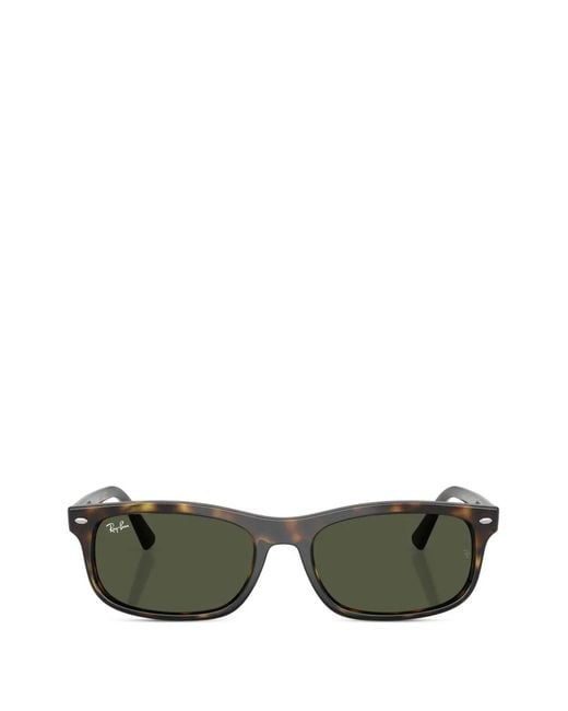 Ray-Ban Green Havana Rectangle Sunglasses