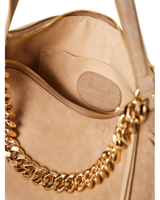 Twinset Natural Liliane Medium Suede Bag