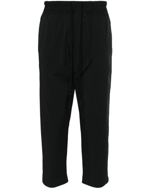 Thom Krom Black Elasticated-waist Cropped Trousers for men