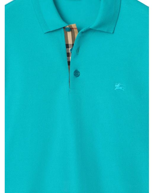 Burberry Blue Cotton Polo Shirt for men