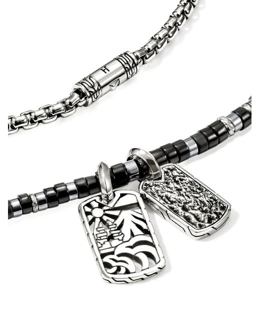 John Hardy Metallic Sterling Heishi Tag Onyx Necklace for men