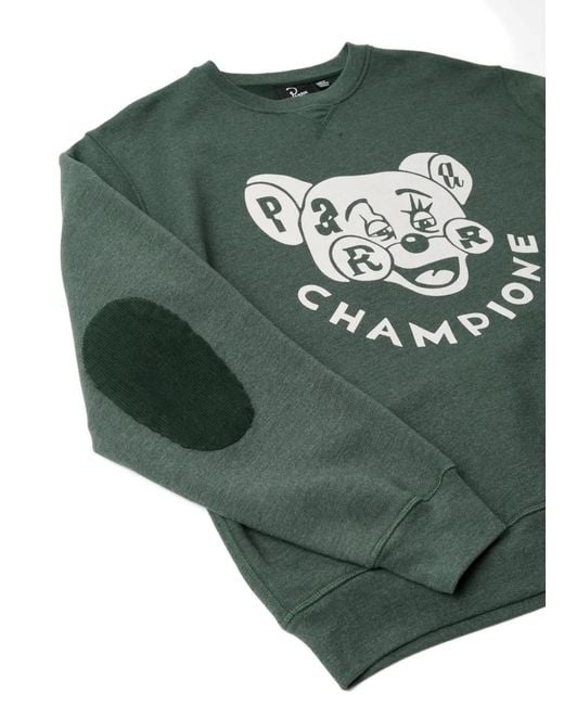 by Parra Green Graphic-Print Elbow-Patch Sweatshirt for men
