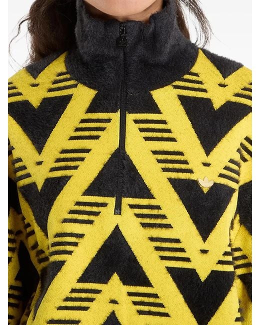 Adidas Yellow Knitted Half-Zip Sweater