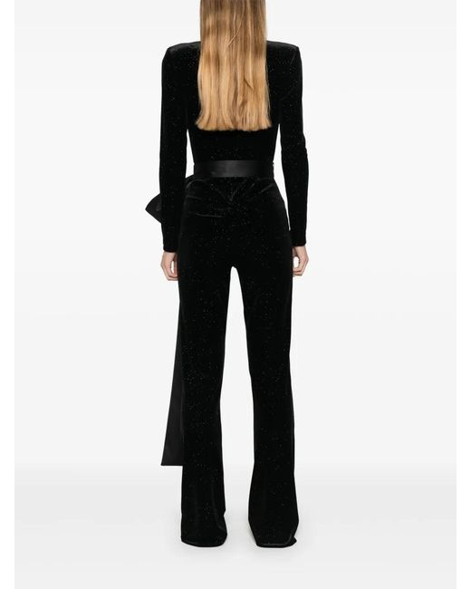 Nissa Black Glitter-Detail Jumpsuit