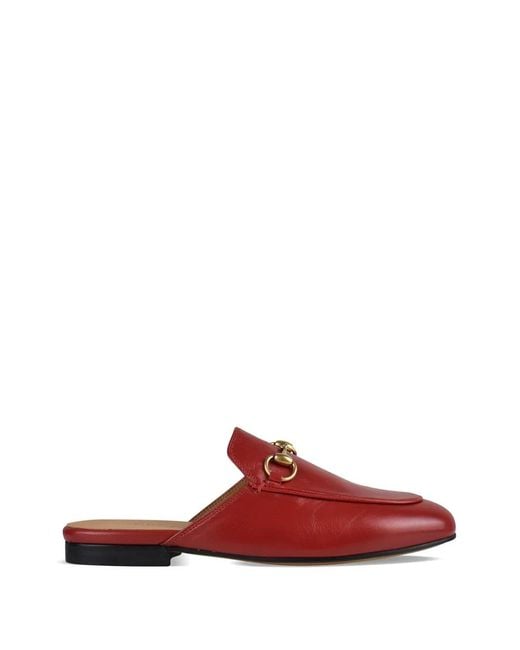 Gucci Red Princetown Horsebit Leather Pumps
