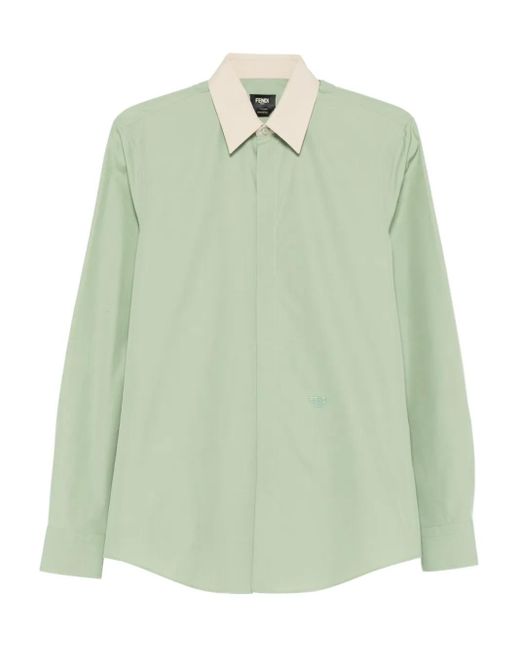 メンズ Fendi コントラストカラーシャツ Green