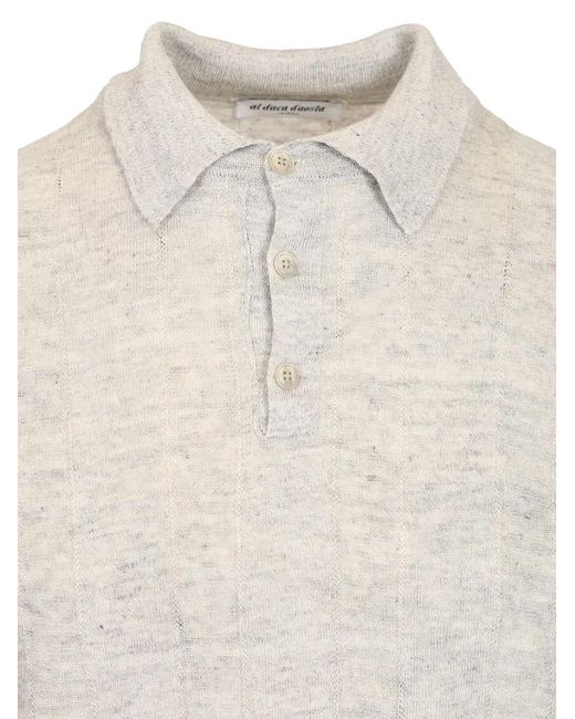 Al Duca D'aosta White Polo En Maille À Design Côtelé for men
