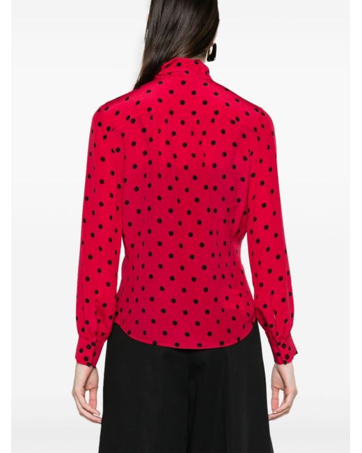 Moschino Red Pussy-bow Collar Silk Blouse