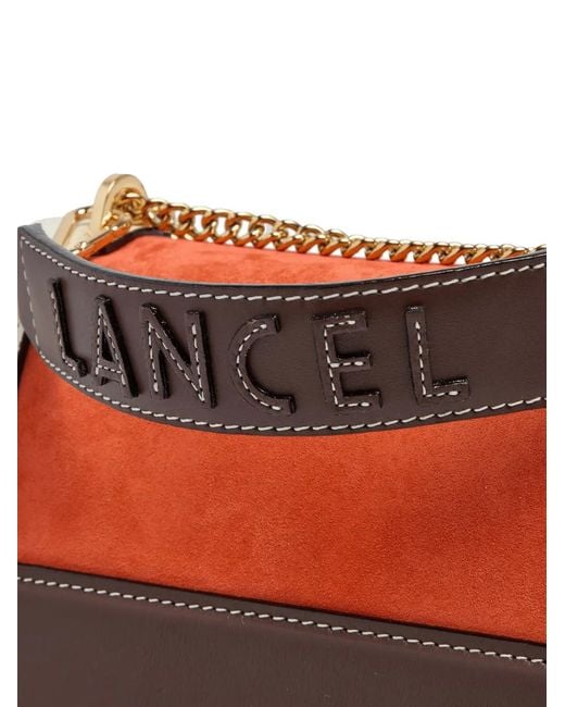 Lancel Red Ninon Logo Handle Flap Tote Bag