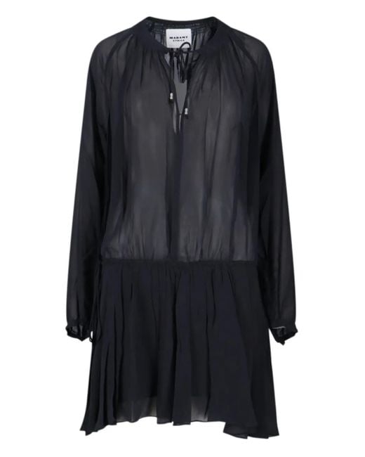 Isabel Marant Pleated Drawstring Mini Dress Black