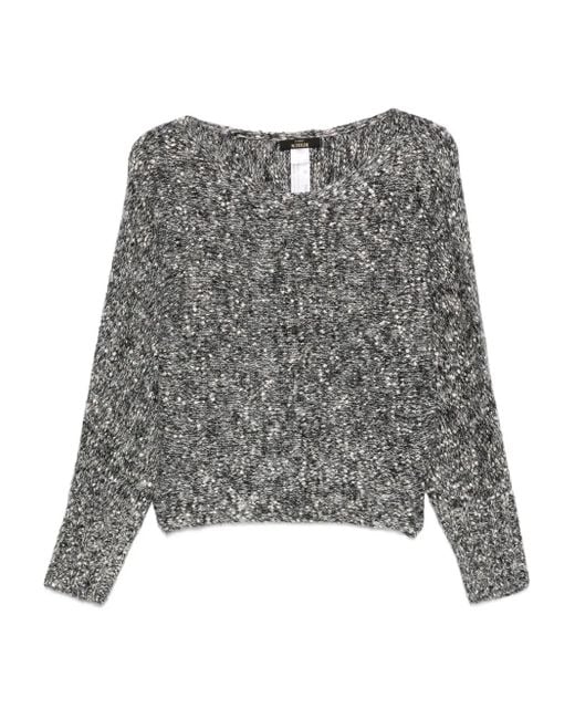 Twinset Gray Speckled-Pattern Knit Top
