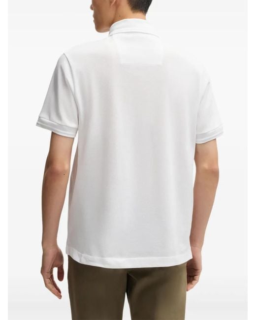 Polo En Piqué À Monogramme Double B Boss pour homme en coloris White