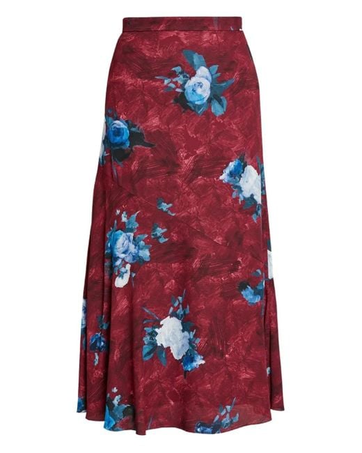 Erdem Red Midirock mit Blumen-Print