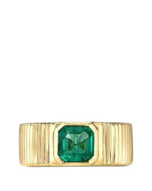 Retrouvai Green Pleated-Effect Emerald Solitaire Ring