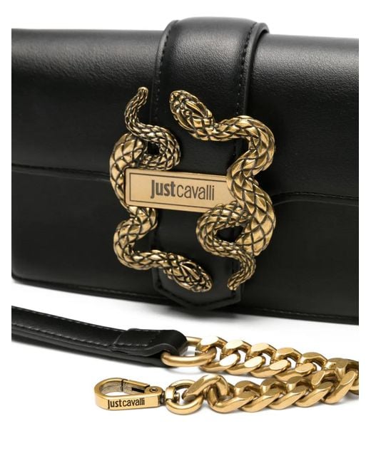 Just Cavalli Black Logo-Detail Clutch Bag