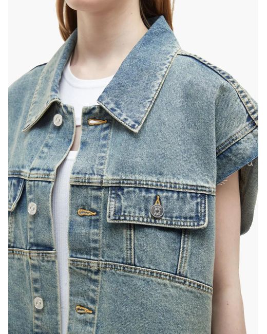 B+ AB Blue Short-Sleeve Denim Jacket