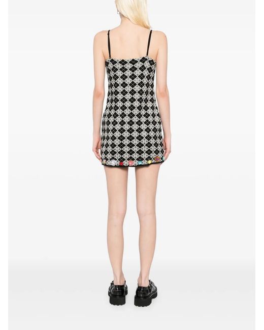 YANYAN KNITS Black Argyle Ribbon-Flowers Dress